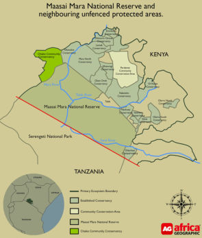 Chake in relation to other protected areas.